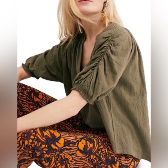 Free People Top Ruched Sleeves - Picture 2 of 11